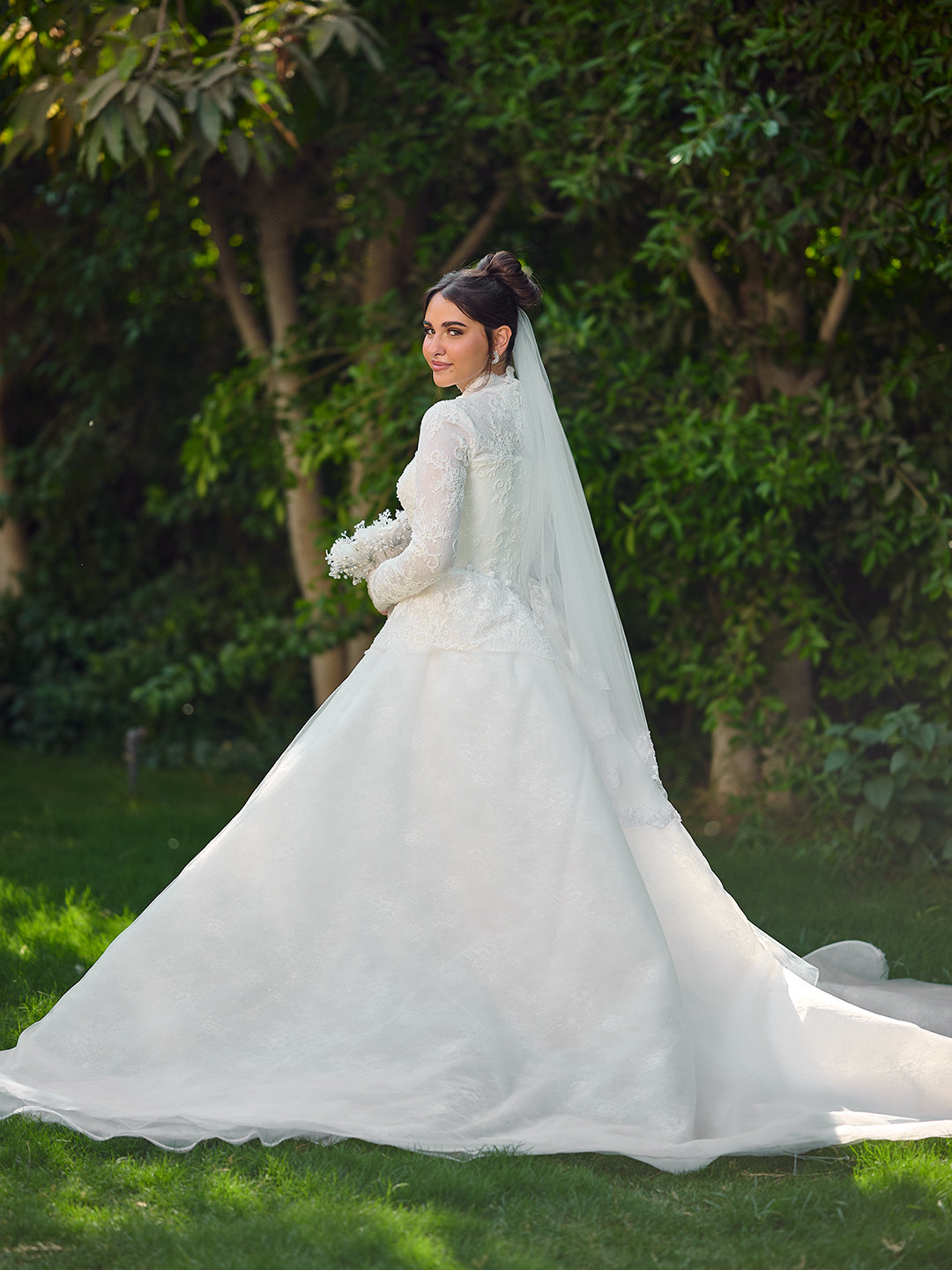 Embroidered Button Bridal Dress