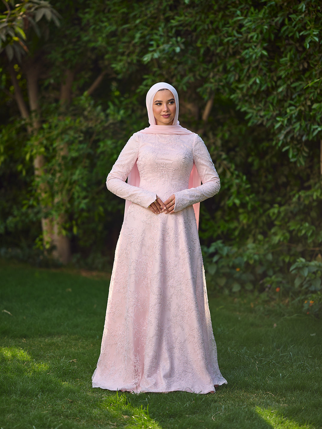 The grace lace dress  powder pink