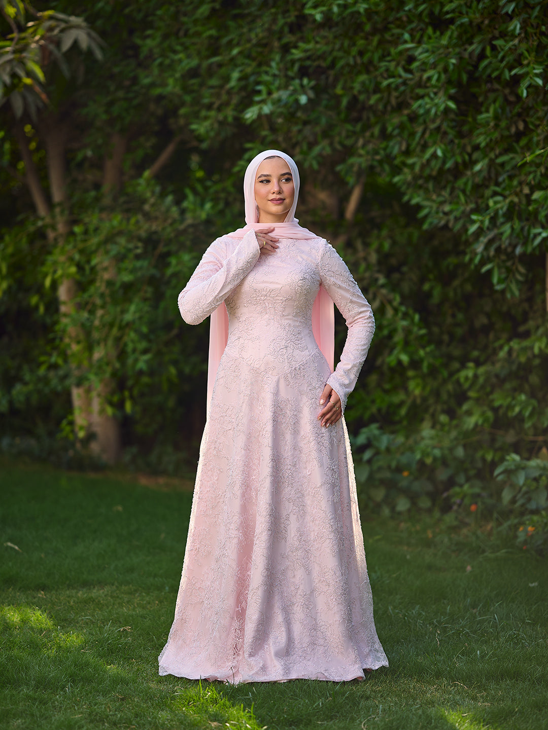 The grace lace dress  powder pink