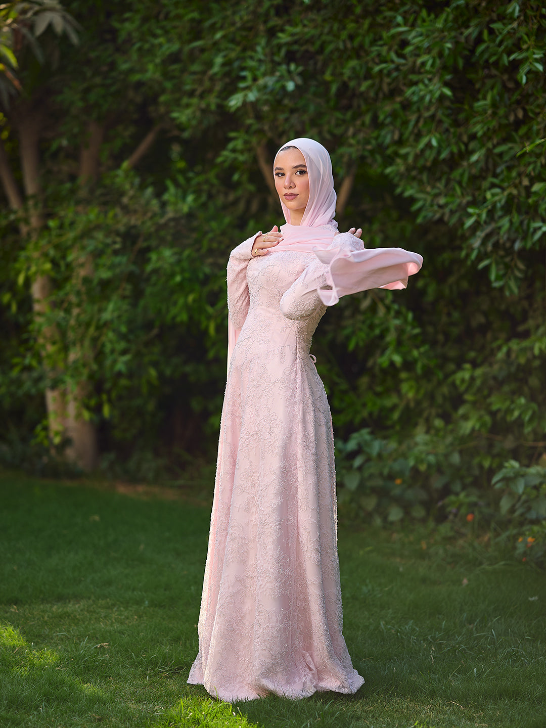 The grace lace dress  powder pink