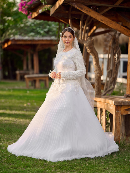 Flowing Pleated Bridal Dress