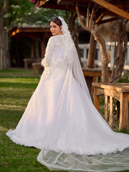 Flowing Pleated Bridal Dress