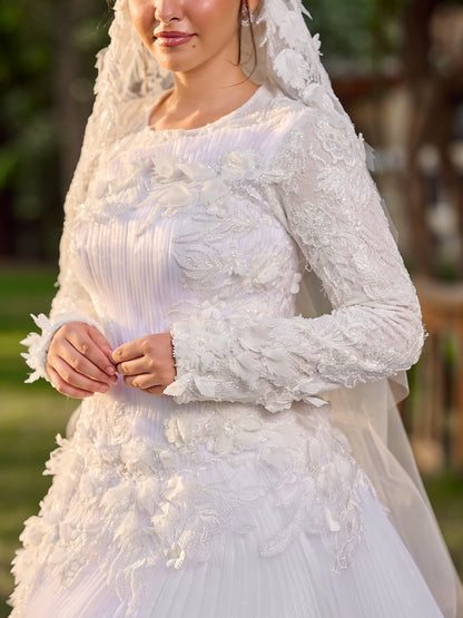 Flowing Pleated Bridal Dress
