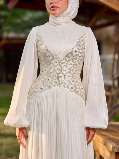The Jewel Waist Dress white