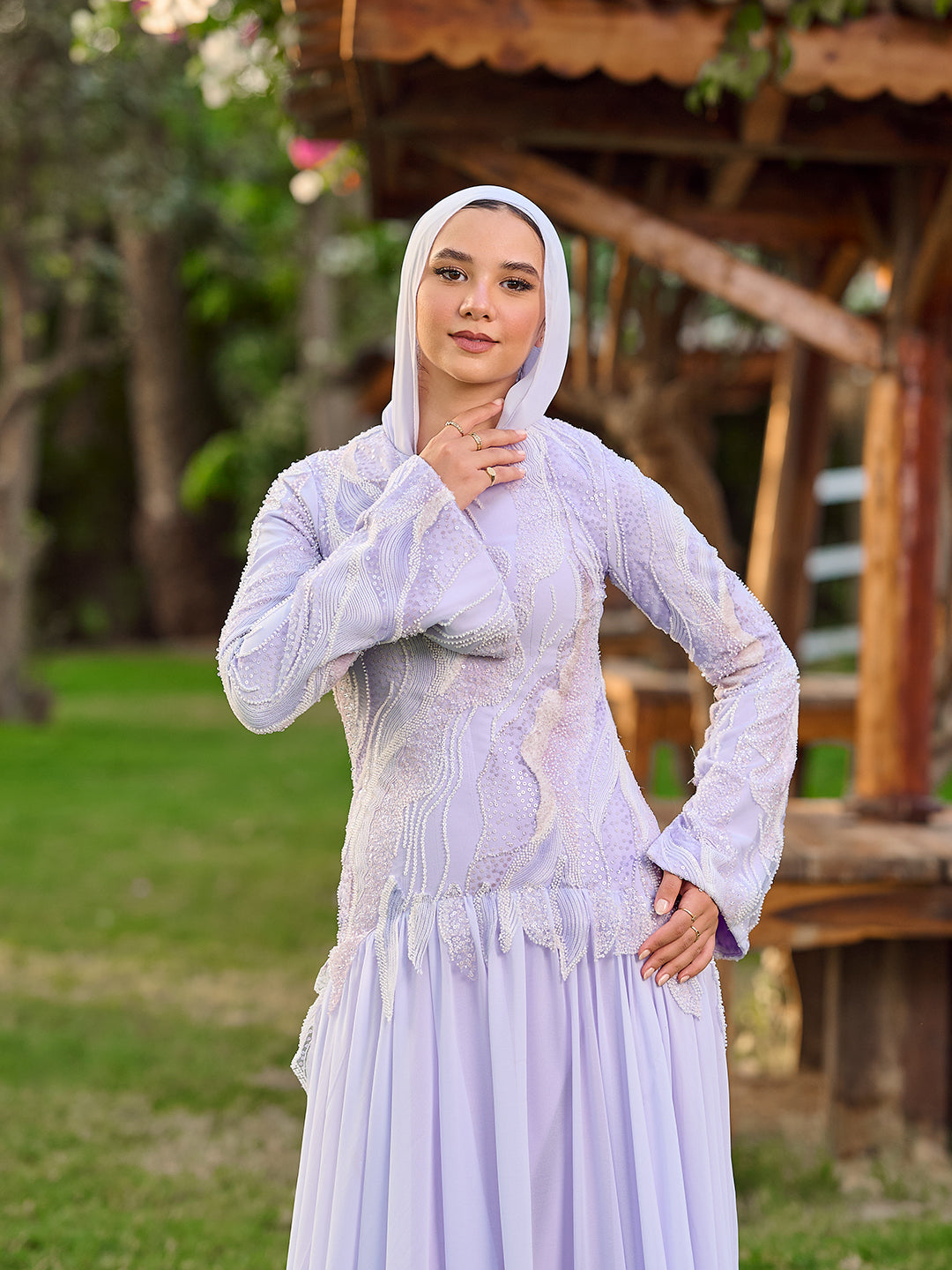 Pearled Romance dress in lavender