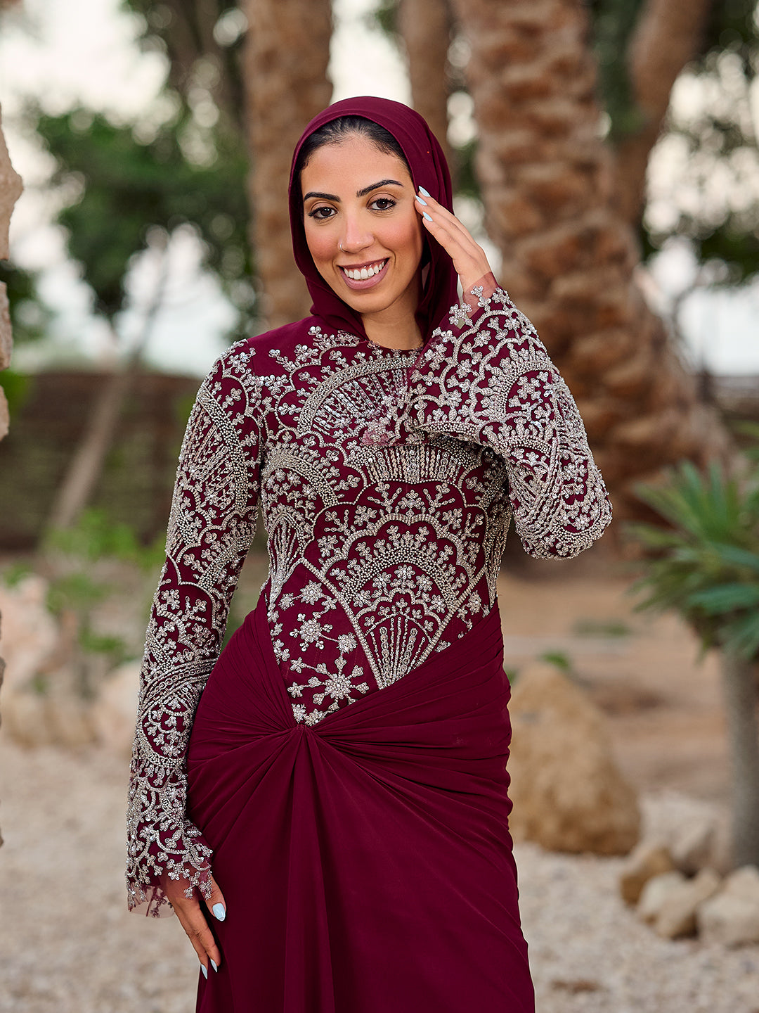 Celeste  sparkle dress in burgundy