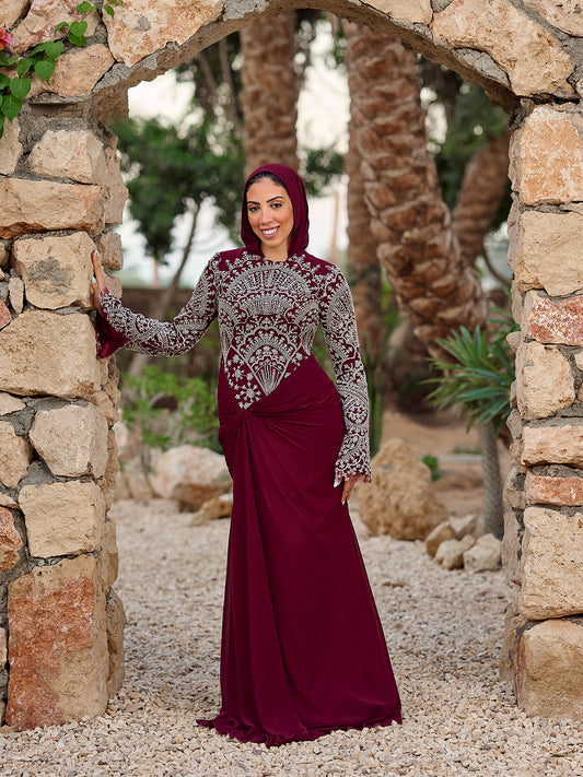 Celeste Sparkle Dress in Burgundy