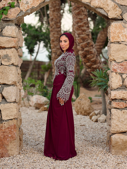 Celeste  sparkle dress in burgundy