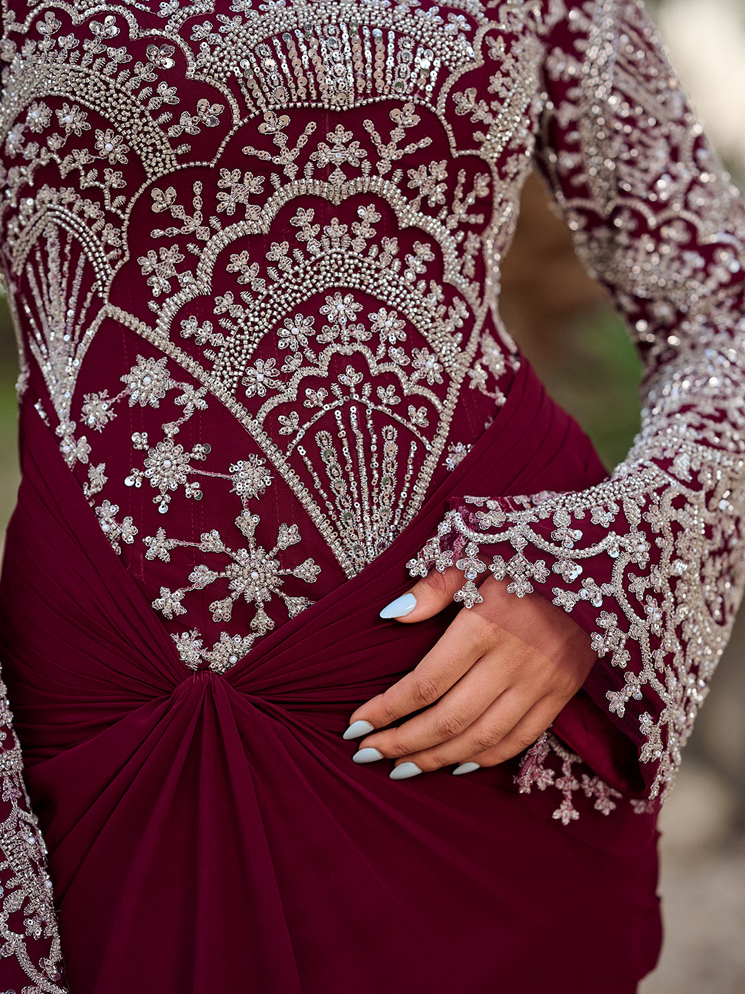 Celeste  sparkle dress in burgundy
