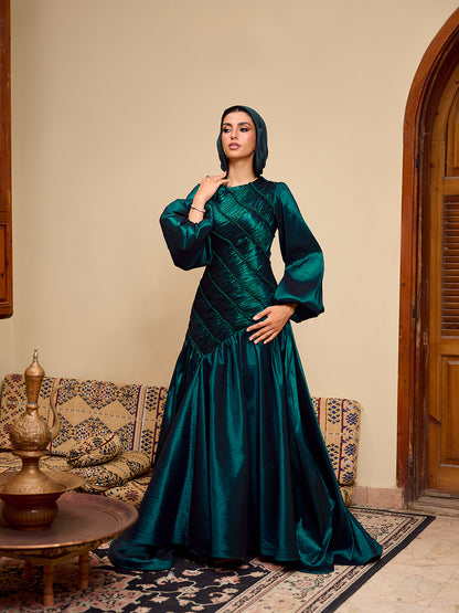 The Braided Line Dress Emerald green