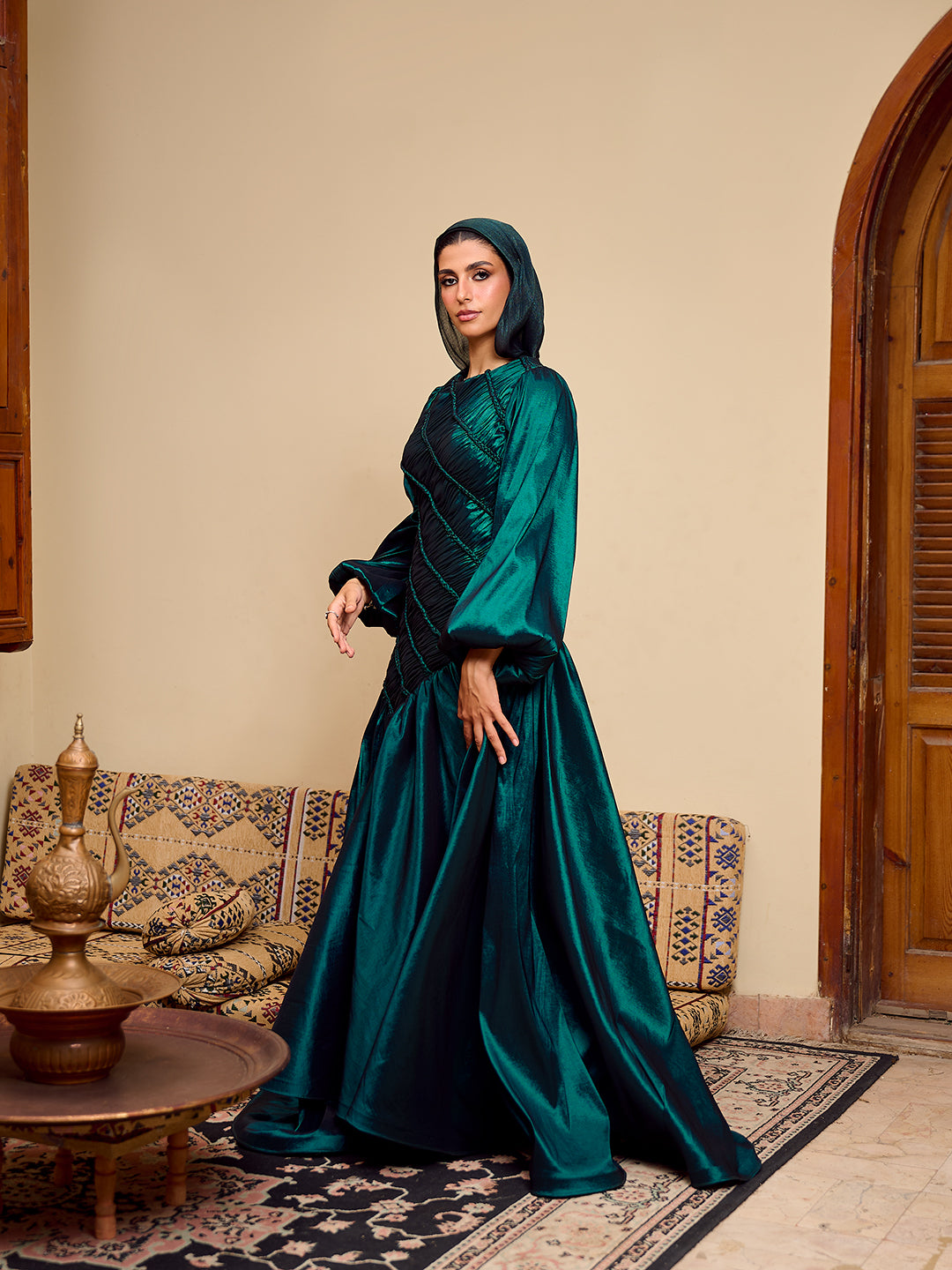 The Braided Line Dress Emerald green