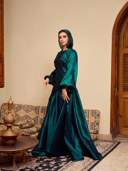 The Braided Line Dress Emerald green