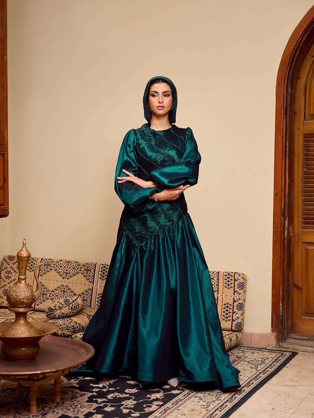 The Braided Line Dress Emerald green