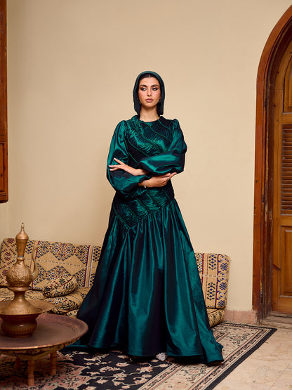 The Braided Line Dress Emerald green