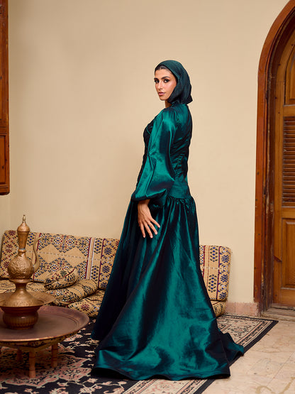The Braided Line Dress Emerald green