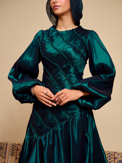 The Braided Line Dress Emerald green