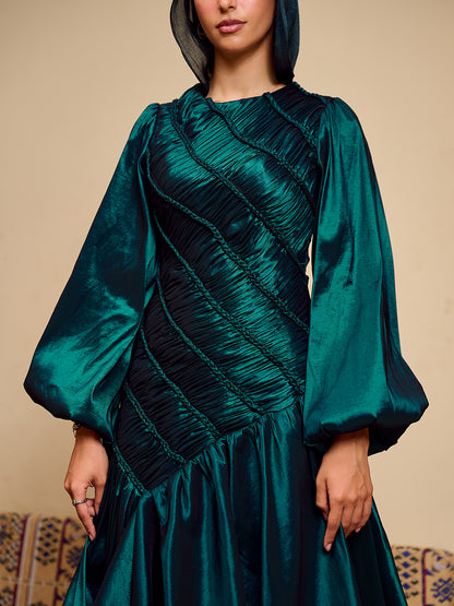 The Braided Line Dress Emerald green