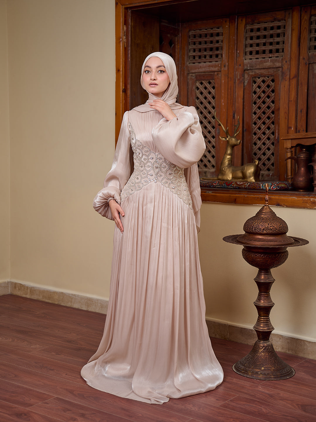 The Jewel Waist Dress Champagne