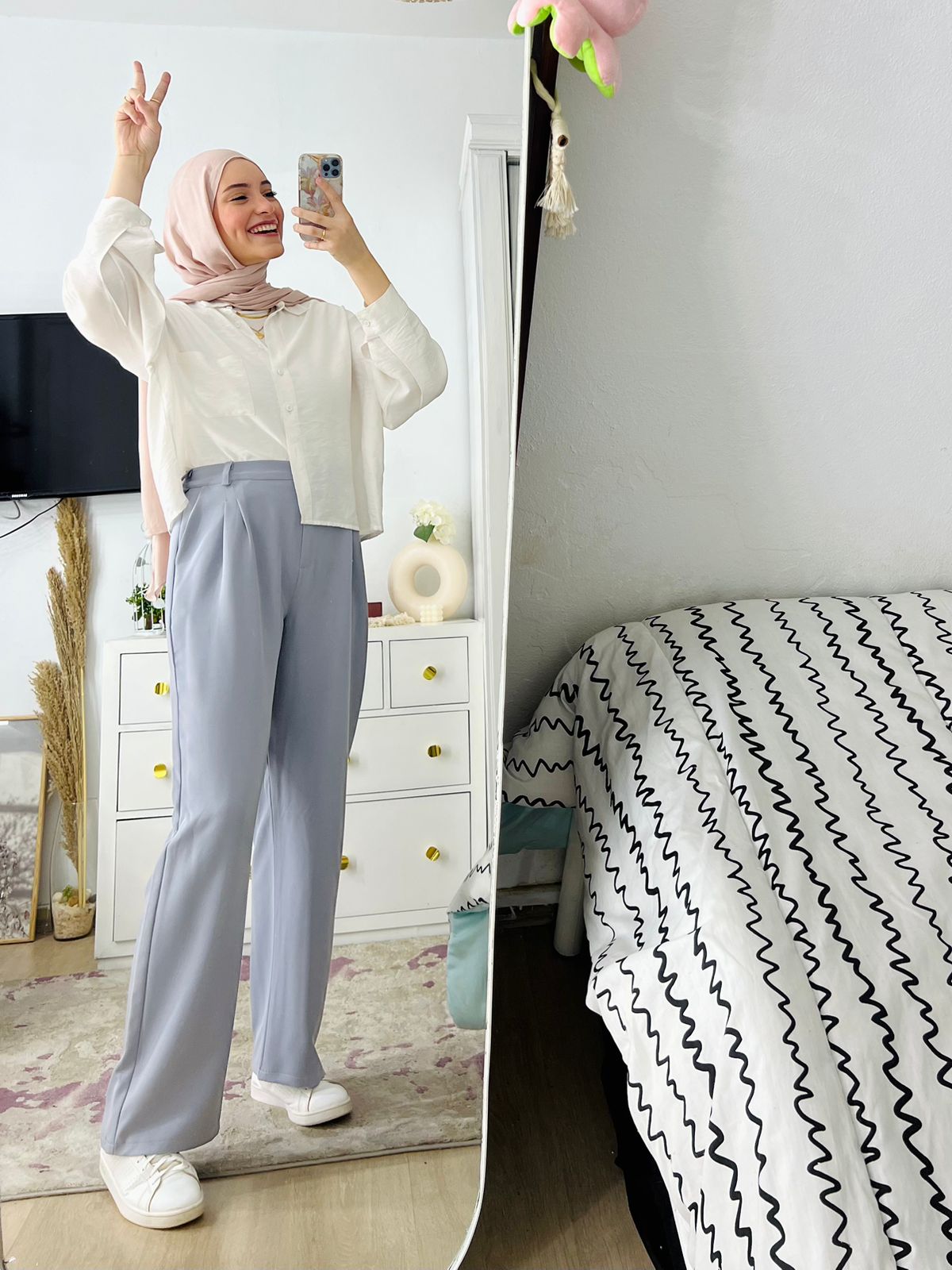 Light Gray Wide Suit Pants