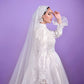 Vintage Embroidered Bridal Dress with Bridal Veil