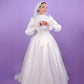 Vintage Embroidered Bridal Dress with Bridal Veil