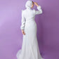 Off-white Chiffon Satin Soiree Dress with Extension