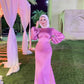 Pink Fitted Satin Soiree Dress