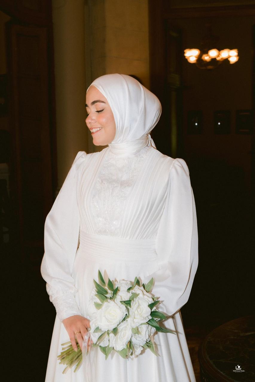 Off-white Satin Embroidered Bridal Dress