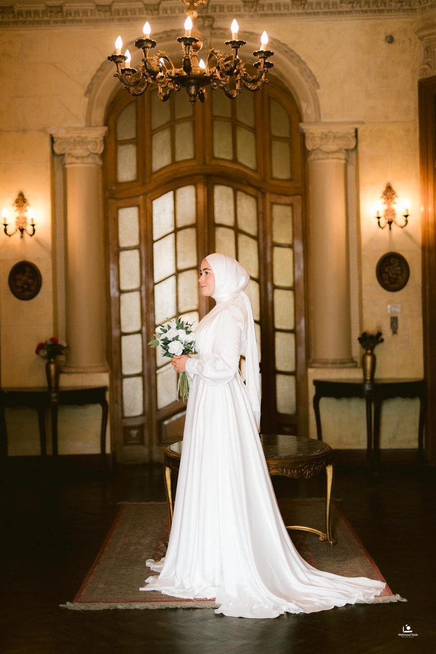 Off-white Satin Embroidered Bridal Dress