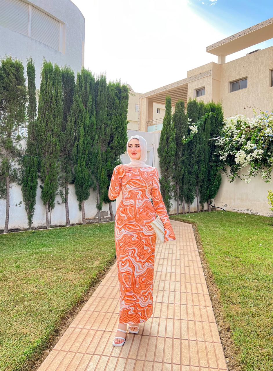 Patterned Orange Summer Dress