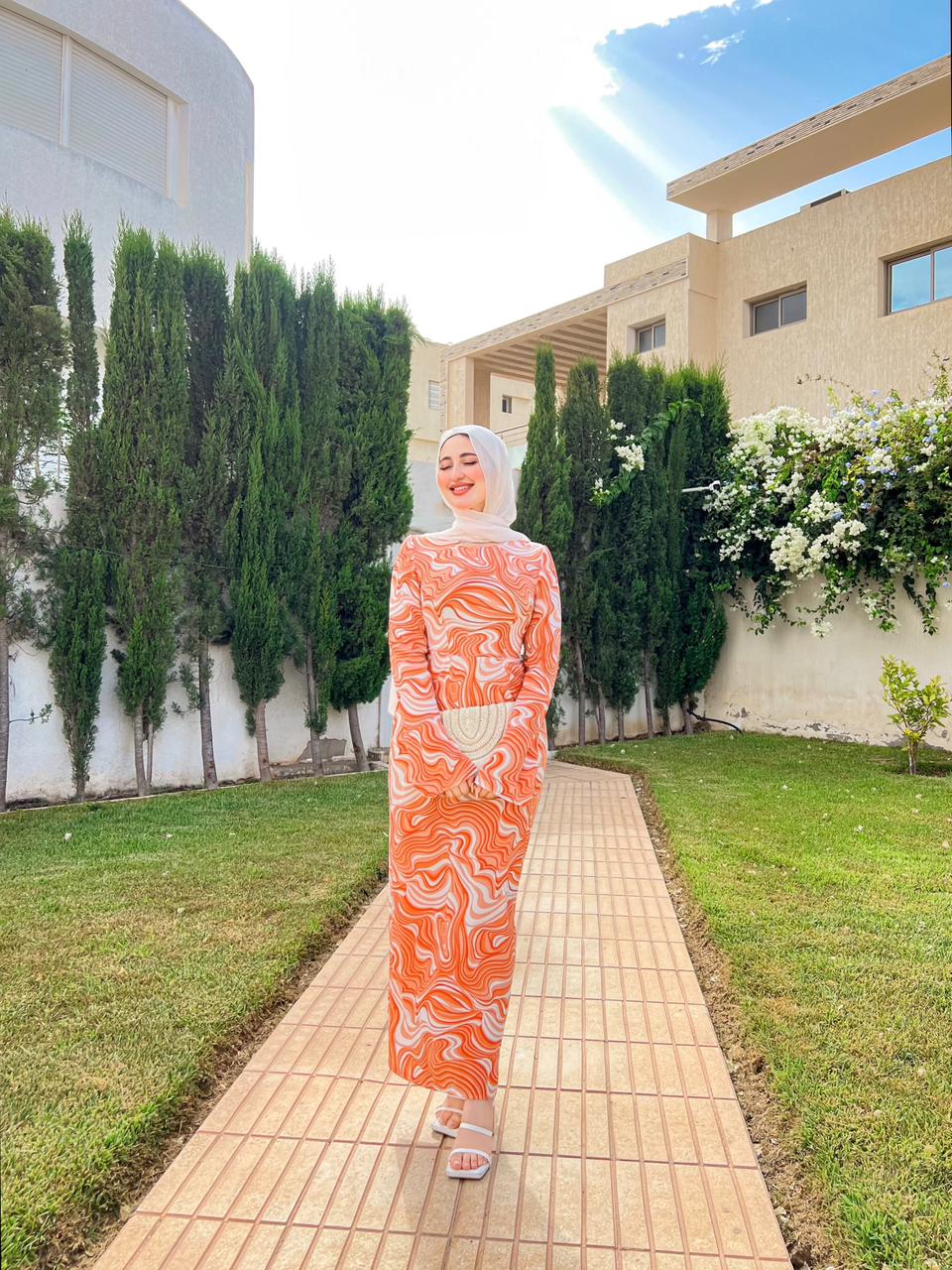 Patterned Orange Summer Dress