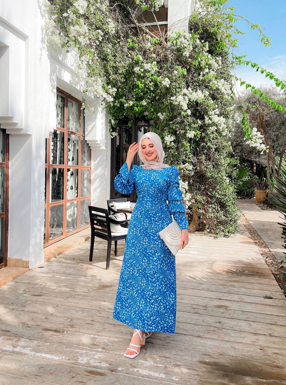 Floral Cotton Blue Summer Dress