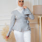 Gray Wrap Satin Blouse