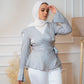 Gray Wrap Satin Blouse