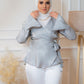 Gray Wrap Satin Blouse