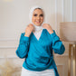 Turquoise Wrap Satin Blouse