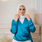 Turquoise Wrap Satin Blouse