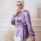 Purple Side-knotted Satin Blouse