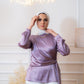 Purple Side-knotted Satin Blouse