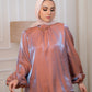 Shiny Cashmere Mock Neck Satin blouse