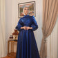 Blue Metallic Organza Soiree Dress