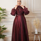 Maroon Metallic Organza Soiree Dress