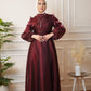 Maroon Metallic Organza Soiree Dress