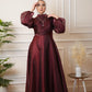 Maroon Metallic Organza Soiree Dress