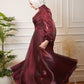 Maroon Metallic Organza Soiree Dress