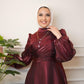 Maroon Metallic Organza Soiree Dress