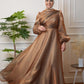 Gold Metallic Organza Soiree Dress