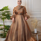 Gold Metallic Organza Soiree Dress