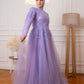 Lilac Embroidered Soiree Dress