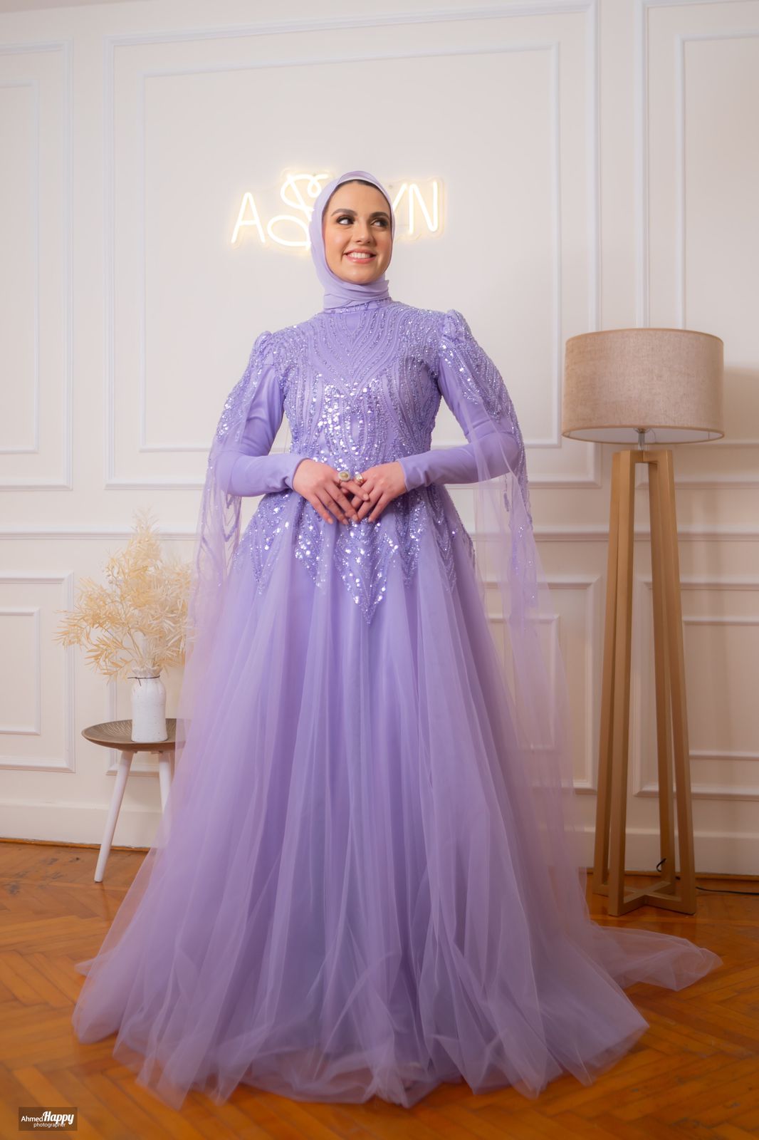 Lilac Embroidered Soiree Dress